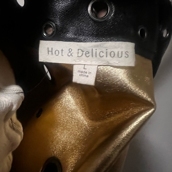 Black Leather Jacket with Edgy Metallic Details - Picture 4 of 6